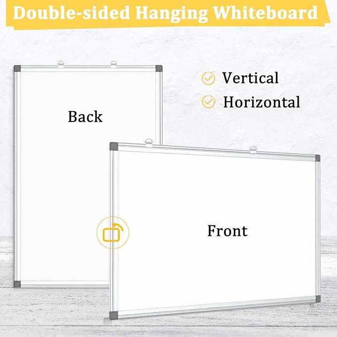 AMUSIGHT 3 Pack Double-Sided Magnetic Whiteboard, 36" x 24" Dry Erase Board, Aluminum Frame White Board for Wall, Hanging Mounting White Board Dry Erase Marker Board for Office, School, Home