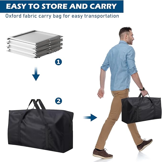 6 Pockets Foldable Aluminum Magazine Rack - Brochure Display Stand, Brochure Catalog Literature Display Stand with Carrying Bag for Exhibition, Trade Show, Office, Retail Store