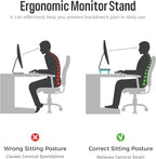 loukin Dual Monitor Stand Riser for Desk, 43.6"*8.2"*3.2" Large Computer Stand for 2 Monitors, Laptop, Printer, Length and Angle Adjustable Computer Shelf, Home Office,Max 43.6" Length Natural
