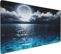 CANFLASHION Gaming Mouse Pad,Large Mouse Pads for Desk,Non-Slip Rubber Base Extended Mousepad,XXL Keyboard Mouse Mat,Computer Keyboard Desk Pad with Stitched Edges,35.4x15.8inch,Full Moon On Sea Night