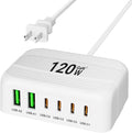 USB C Charger Block, 120W 6 Port USB Charging Station,Multiports with 4 USB C and 2 QC USB A,Portable PD Fast Wall Charger for iPhone16/15/14/13/12/11 Pro Max,iPad,iWatch,Pixel Samsung Galaxy