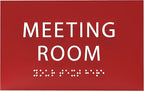 ADA CENTRAL SIGNS - 6" X4" Meeting Room Sign - ADA Compliant Tactile Graphics Grade 2 Braille Text Acrylic Wall Sign | Privacy, Interview, Room Name Sign for Schools, Hospitals, Offices, & Apartments