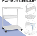 Bfttlity PC Stand Computer Tower Stand 2-Tier Metal CPU Holder with Locking Caster Wheels Suitable for Most PC (S,White)