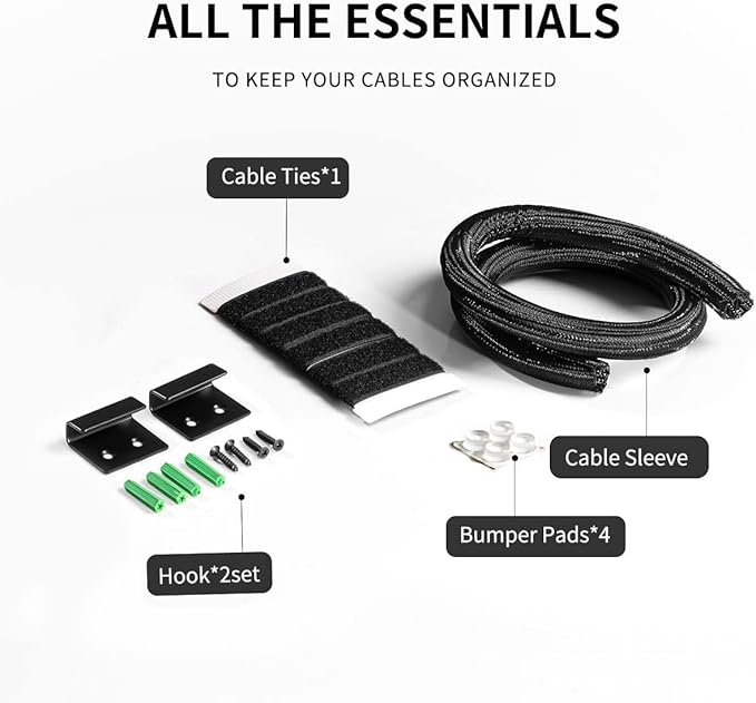 HomeBliss Large Cable Management Box-Stylish Wire Organizer, Wire Concealer and Wire Management Box-Wire Management Box with Protective Sleeve (Black)