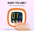 CREAVIVA Digital Kitchen Timer, Countdown, Countup, Protective Rubber case, Large Display with Color Bold Digits, Touch Control, Backlit, Magnetic Kickstand, Loud Alarm, Auto Memory (Orange)