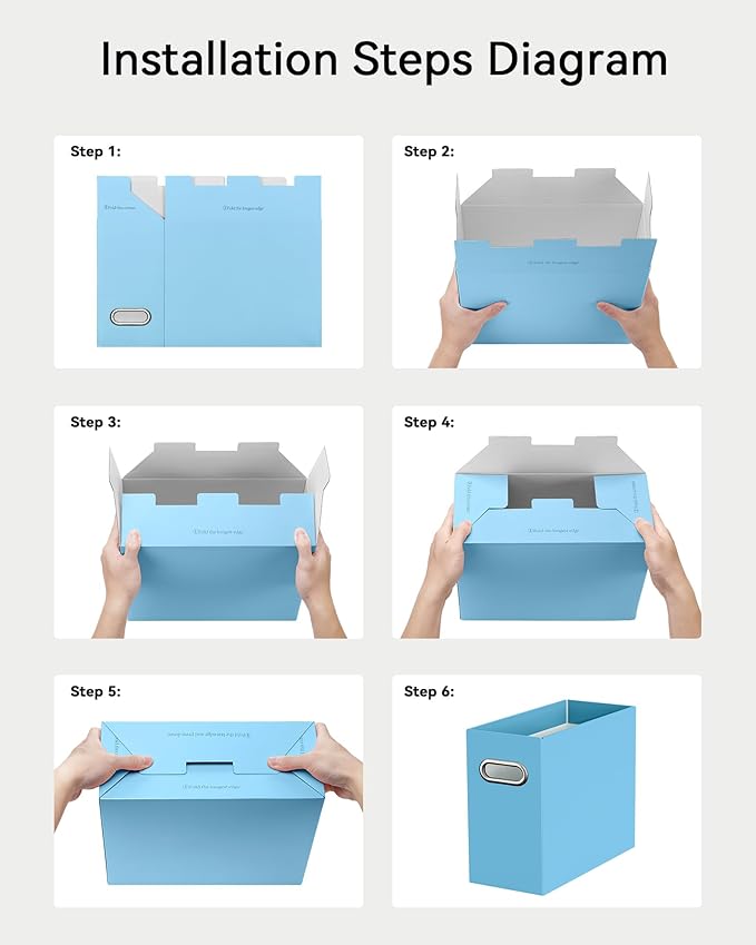 Oterri Cardboard File Organizer Box for Hanging File Folders Letter Size,File Box for Computer Desk,File Cabinet,Working Home,Office,Classroom (Blue,Letter Size - 2 Packs)