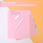 SKYDUE Durable Plastic 8-Tab Dividers, 3sets, Big Tab Dividers for 3 Ring Binder, Write&Erase 3 Ring Binder Dividers with Tabs,with Sticker Labels, Pink