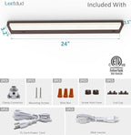 Leetdud LED Under Cabinet Lighting Hardwired or Plug in, 24 Inch 12W, Dimmable 5 Color 2700K/3000K/3500K/4000K/5000K, Linkable Eyes Care Design Counter Lights for Kitchen, Sink, ETL Listed, Bronze