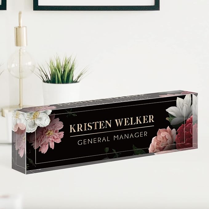 Desk Name Plate Personalized, Custom Name Plates for Desks, Office Desk Decor, Unique Clear Acrylic Glass Block, Personalized Office Gifts for Women Men Coworkers Boss Teachers, Appreciation Gifts
