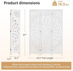 66.9Inch Wooden Room Partition - 3 Panels Boho-Styled Space Room Divider for Home/Office, Headboard & Yoga/Photo/Video Call Backdrop (White)