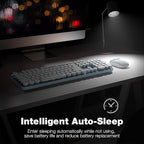 MOFII Wireless Keyboard and Mouse Combo, Computer Full Size 2.4G Plug and Play Wireless Typewriter Retro Round Keyboard and Mouse Set for Windows, Computer, Desktop, PC, Notebook - (Light Blue)