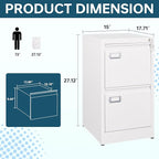 MIIIKO White 2 Drawer File Cabinet, Vertical Filing Cabinet with Lock, Home Office Storage Cabinet for Letter Legal A4 File Size