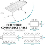 Goakwwuz Conference Room Table, Folding Conference Tables,Thicken Grey Tabletop,Flip Top Wooden Seminar Meeting Room Table for Conference Room Offices (10, Black, 70.8”)