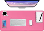 Boutilon Leather Desk Pad Protector,Non-Slip Mouse Pad,Laptop Desk Pad,Office Mouse Mat,Waterproof Leather Desk Blotter,Desk Writing Pad for Office and Home (L-Rose Pink,35"x 17")