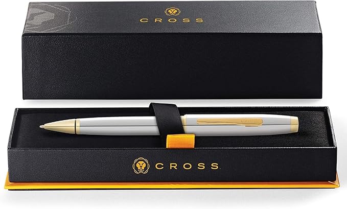 Cross Coventry Refillable Ballpoint Pen Presented in a Everyday Gift Box - Medium Point, Black Ink, Polished Chrome & Gold