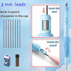 Inclock Handwriting thick mechanical pencils with grip: 2.0MM HB Pencil for kids with 14 leads (6 pack)