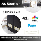 BLU MONACO Declutter in Style - Set of 6 Black Foldable Magazine File Holders with Gold Label Holders - Cardboard Magazine Storage Box & Desk Organizer for Workspace and Shelves