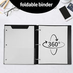 Tashkummy 360° Pivotable 3 Ring Binder, Upgraded Foldable Binders 1 inch 2 Pack, Thin Small Three Ring Binder Fits 8.5" x 11", for Home, School and Office Binders Supplies - White