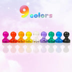 90 PCS Colorful Strong Magnetic Push Pin Magnets, 9 Assorted Color Magnetic Push Pin Magnets for Office, Classroom, Kitchen Home and School, Map Magnets, Whiteboard Magnets