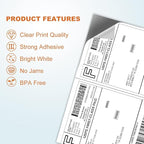 2000 Half Sheet Self Adhesive Shipping Labels for Laser Inkjet Pinters, 8.5 x 5.5 inches (1000 Sheets, 2000 Labels)