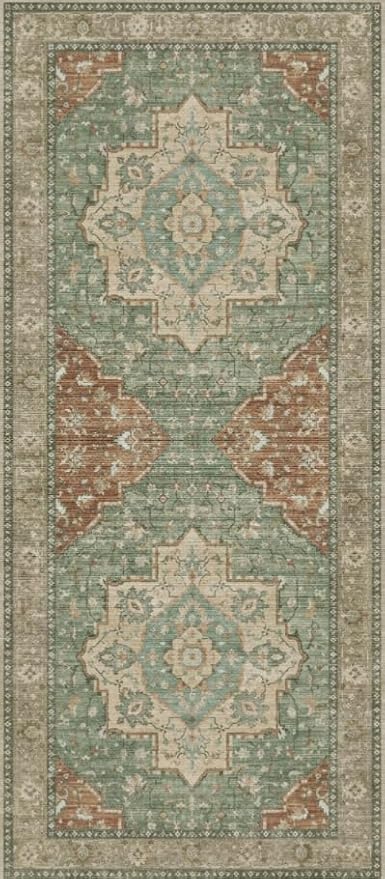 GENIMO Runner Rug 2'6"x8 Machine Washable Non Slip Vintage Hallway Runner Rug, Low Pile Lightweight Rugs for Indoor Entryway, Hallway, Kitchen and Corridor