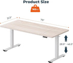 FitStand Standing Desk,Large 79x31 Inches Height Adjustable Stand Up Desks with Cable Management, Home Office Computer Desk with Cup Holder & Memory Preset, White Wood Grain