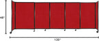 Versare Straightwall Sliding Portable Wall Partition | Freestanding Office Dividers | Locking Wheels | Temporary Room Separator | 11'3'' Wide x 4' Tall Red Fabric Panels