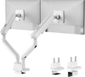 monTEK Dual Monitor Arm, Mechanical Spring Monitor Arm for 17-35" Screens, Adjustable Monitor Desk Mount Each Holds up to 24.2 lbs with C Clamp/Grommet Desk Mount, VESA 75/100mm, MA1011WH-D