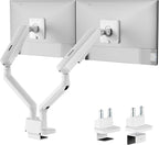 monTEK Dual Monitor Arm, Mechanical Spring Monitor Arm for 17-35" Screens, Adjustable Monitor Desk Mount Each Holds up to 24.2 lbs with C Clamp/Grommet Desk Mount, VESA 75/100mm, MA1011WH-D