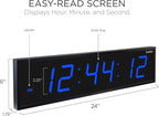 Ivation Oversized 24" Large Digital LED Clock | Big Digital Clock w/Multi-Function Display – Stopwatch, Timer, Alarms, Temp & Date | 6 Brightness Levels, Time Memory & Remote (Blue)