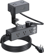 Desk Clamp Power Strip 13 Outlet 2USB-C Ports,2 USB-A Ports,Desktop Edge Mount Outlet Spaced Surge Protector Fast Charging Station, 6.6 Ft Extension Cord for Office Home.