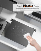 Ansook Plastic Hanging File Folders Letter Size,Upgrade 2" Extra Capacity Expanding Hanging Folders with Tabs,12 Pack Reinforce File Cabinet Folders,Heavy Duty Black Hanging Organizer for Bulky Files