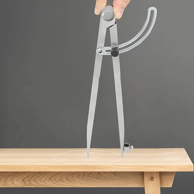 12 inch Compass for Geometry, Compass for Woodworking, Precision Woodworking Compass with Wing Divider and Pencil Holder, Large Compass for Geometry, Woodworking Compass, Drafting, Drawing Compass