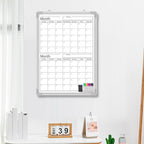 Lincia 24" x 18" Magnetic Vertical 2 Month Dry Erase Calendar for Wall Undated Horizontal Dry Erase Wall Calendar Planner Aluminum Frame Whiteboard for Home Office Projects Wall Fridge