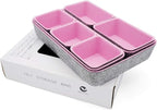 Welaxy desk drawer organizers tray felt storage bin caddy for home office suppliers makeup crafts pens decluttering 8-piece holiday gift solution (Light pink)