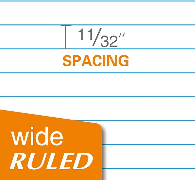 Kaisa loose Leaf Paper Filler Paper 150 Sheets 8"x10.5",Wide Ruled, 3-Hole Punched for 3-Ring Binders, Carton of 12pack