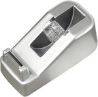 Basics Desktop Tape Dispenser, Office Desk Tape Dispenser, Heavy Duty Desk Accessories Office Tape Dispensers, Weighted Non-Skid Base,Ideal for Home, Office, School, or Business (Space Silver)