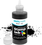 MaxMark Premium Refill Ink with Control Tip Bottle for Self-Inking Stamps, Black Color - 1 oz.