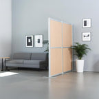 VIVO Modular Wall System, 2 PET Panels, Modern Professional Office Cubicle Dividers, Freestanding Privacy-Screen, 66 inches High, Flat Wood, Silver Frame, PP-MWS63C