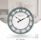 Presentime & Co 10" Farmhouse Series Wall Clock, Shiplap Style, Silent No Ticking, Raised 3D Arabic Numeral, Aged Teal Finish