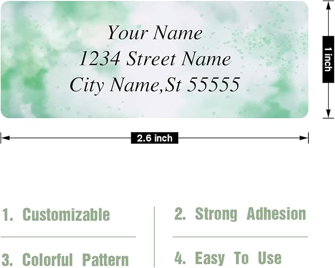 Return Address Labels - Personalized Address Labels, Custom Address Labels Colorful Patterns, Can Be Used for Box, Paper, Plastic, Glass, Metal (2.6x1 Inch, Set of 220, Glossy Vinyl)