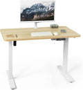 VIVO Electric 43 x 24 in Standing Desk, Memory Height Adjustment, 1B Series, Holds 220 lbs, Light Wood Top, White Frame, DESK-1W4C
