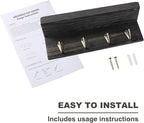 HRONRAD Rustic Key Holder for Wall, Farmhouse Wall Shelf with 4 Hooks, Wall Mounted Key Racks, Wooden Mail Organizer with Hooks for Entryway (Black - Pine)