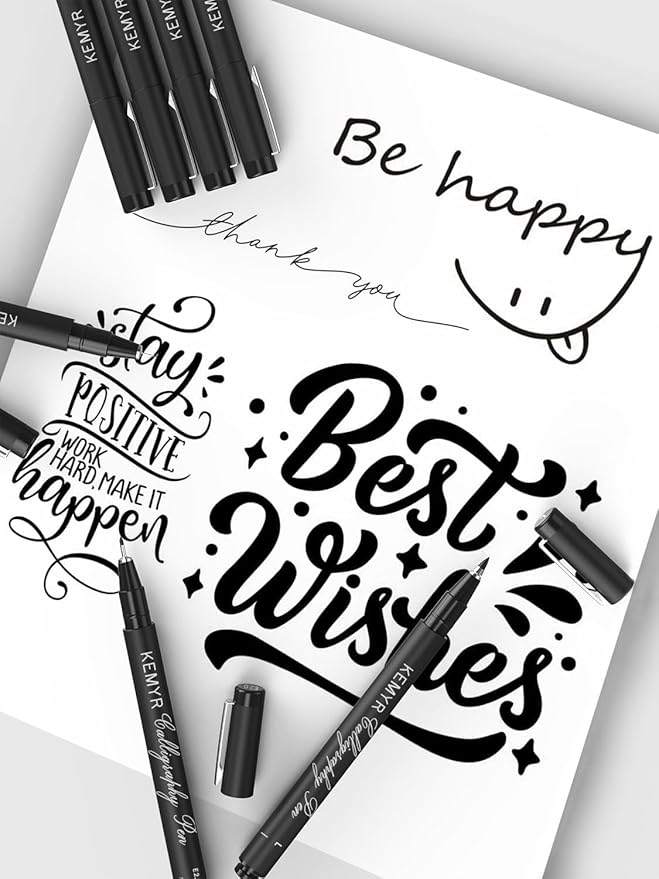 9 Micro Fine liner Drawing Art Pens Calligraphy Pens: 0.05mm-BR Size Black Art supplies Waterproof Archival Black Ink Markers For Artists,Use for Professional Watercolor,Sketching