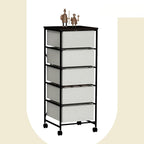 CASUNER Small Cabinet with Drawers Rolling 5 Drawer Mobile File Cabinet for Home Office Storage and Organization, Fabric Vertical Under Desk Storage for A4/Letter Files(