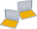 2 Pack Metal Case Stamp Pad Medium Size, Dark Yellow Color - Size: 3" x 4" - Choose from 15 Ink Colors