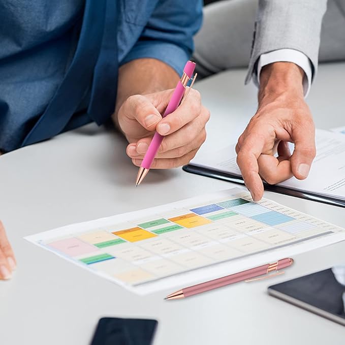 12 PCS 2 in 1 Stylus Ballpoint Pen with Stylus Tip, 1.0 mm Black Ink Metal Pen Stylus Pen for Touch Screens (Rose Gold & Pink)