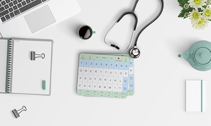 Adult Communication Board - Non-Slip, Portable Letter Chart for Non-Verbal, Stroke Recovery, Effective Visual Aids for Non-Speaking Patients, Pain Scale, QWERTY or ABC (QWERTY - 3 Pack)