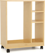 VISWIN Art Cart Organizer, Solid Pine Wood Art Supply Storage Organizer with Caster Wheels, 3-Tier Multifunctional Rolling Utility Storage Cart for Studio, Classroom, Artists - Natural
