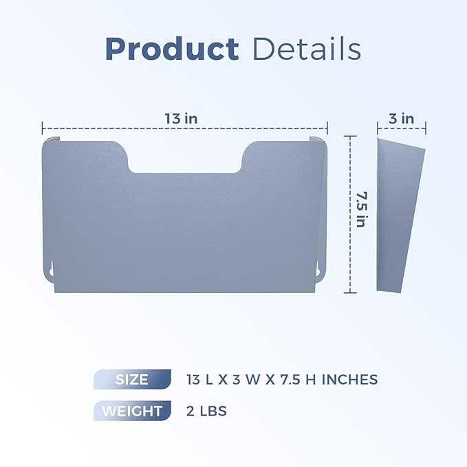 OSKIE DR POCKET RACK Wall-Mounted File Rack, Single Pocket, Metal Organizer for Letter-Sized Documents, Space-Saving Desktop Organizer, 14 x 2.5 x 7.5 inches (Grayblue)